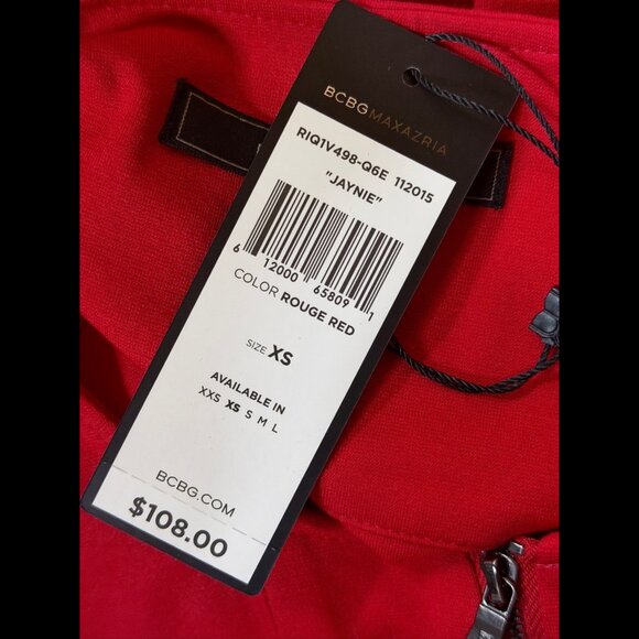 New BCBG Maxazria Top XS Womens Red Long Sleeve Yanie Rouge Red Half Zip - Picture 7 of 9